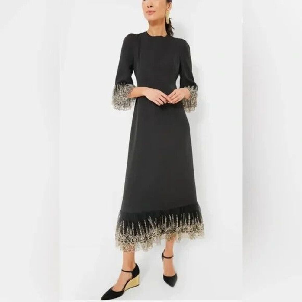 Tuckernuck Pomander Place Black Lilith Gold Lace Dress New XX Large
